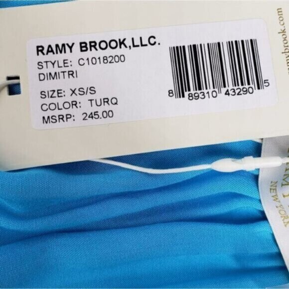 Ramy Brook Boho Beach Turquoise Blue Oversized Top Size Extra Small New - Picture 15 of 15